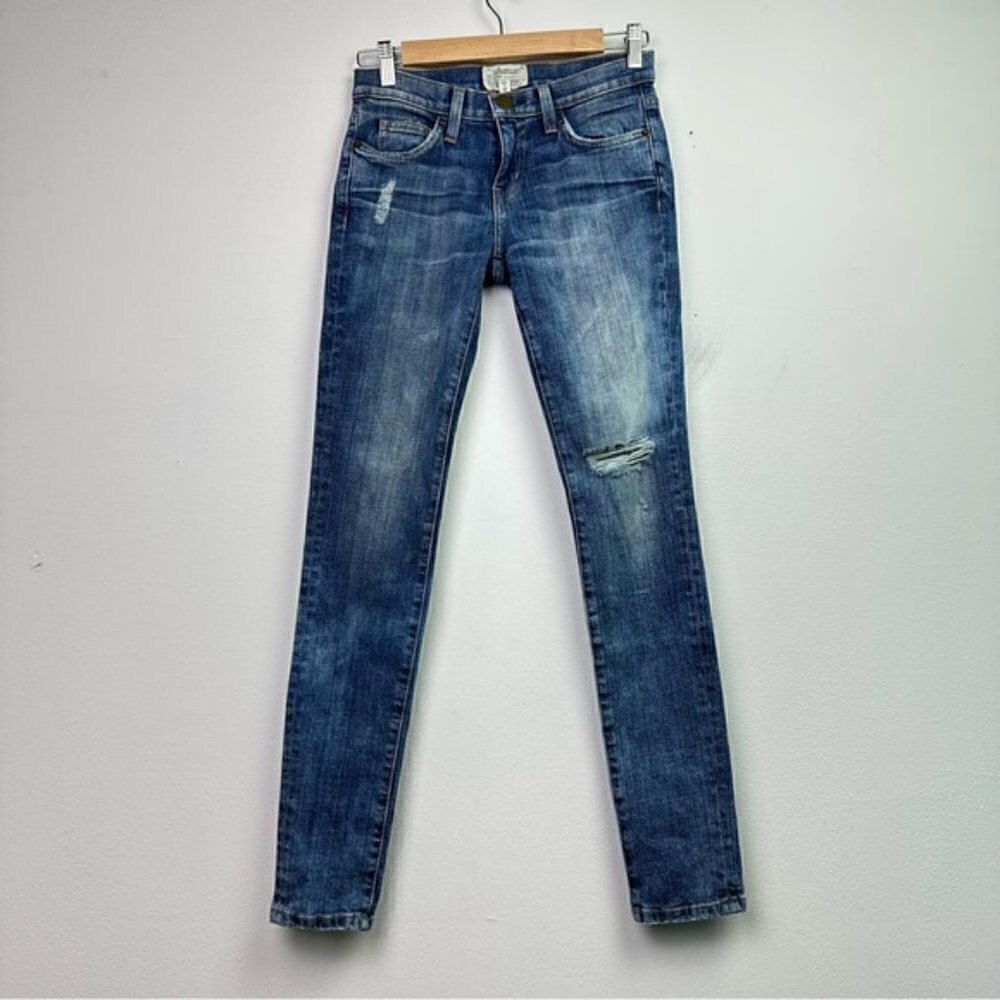 The Curren/Elliot The Ankle Skinny Cheville Distressed Denim Blue Jeans Size 24